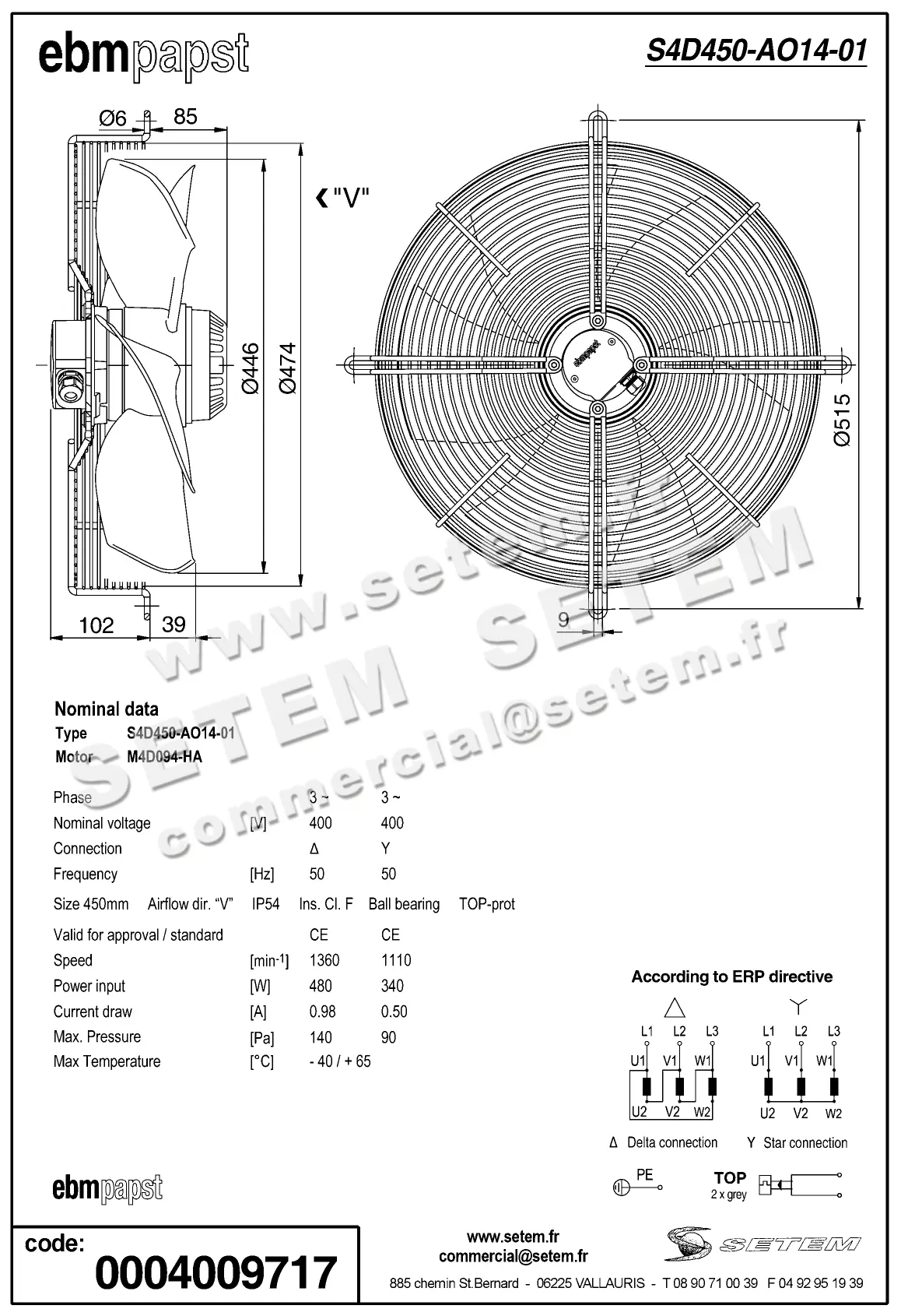 0004104885-VENTILATEUR EBMPAPST S4D450.AO14.01 2