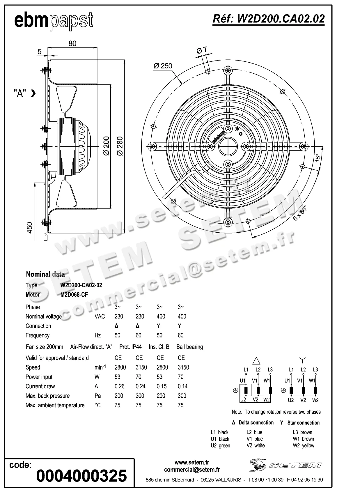 0004104904-VENTILATEUR EBMPAPST W2D200-CA02-02 2