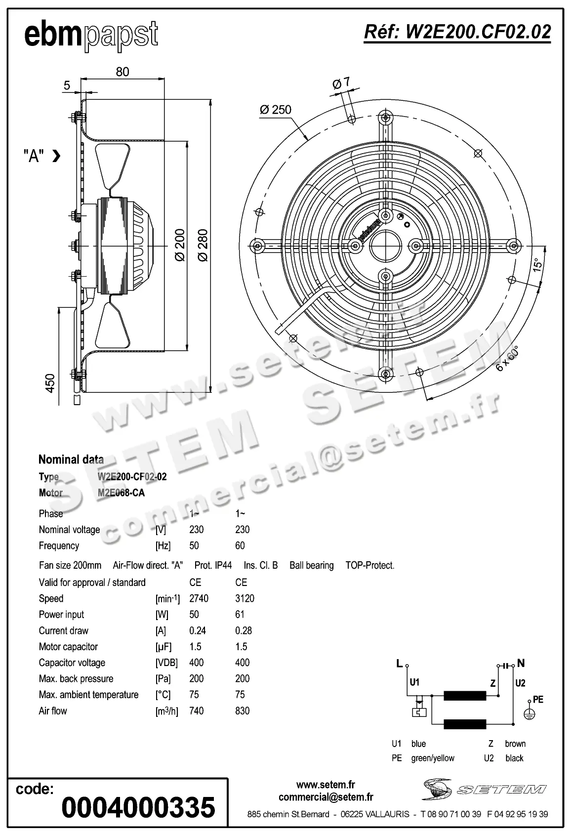 0004104916-VENTILATEUR EBMPAPST W2E200-CF02-02 2