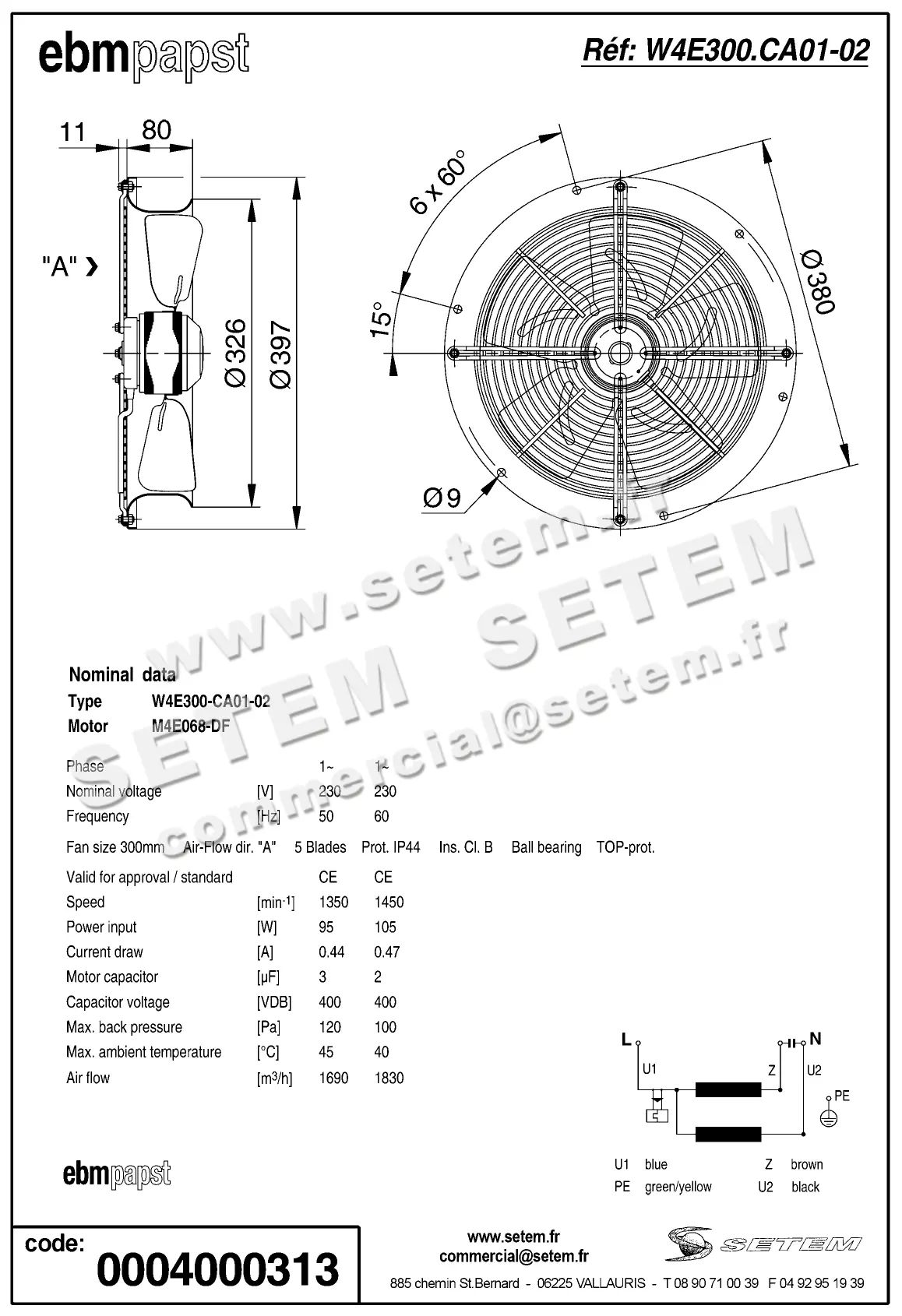 0004104931-VENTILATEUR EBMPAPST W4E300.CA01.02 2