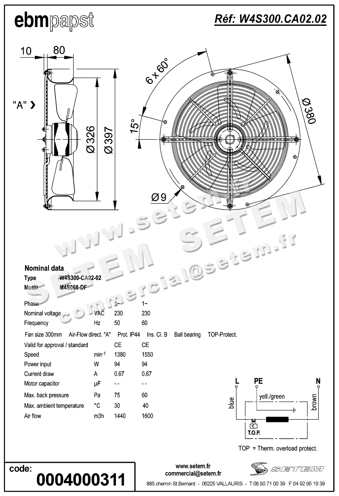 0004104939-VENTILATEUR EBMPAPST W4S300.CA02.02 2