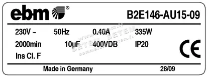 0004104949-VENTILATEUR EBMPAPST B2E146.AU15.09 2