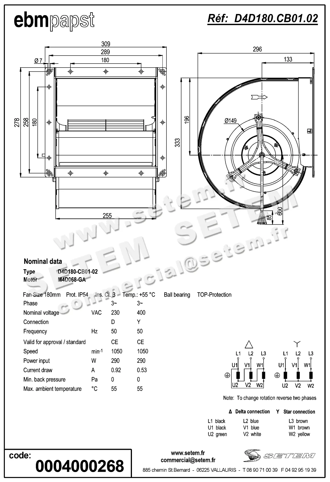 0004104956-VENTILATEUR EBMPAPST D4D180.CB01.02 2