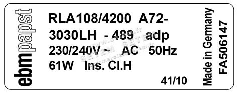 0004104999-VENTILATEUR EBMPAPST RLA108/4200.A72.3030LH.489 3