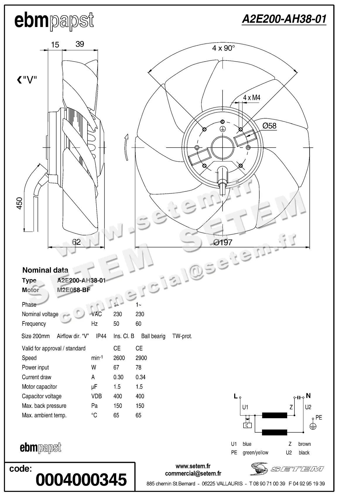 0004105074-MOTOHELICE EBMPAPST A2E200-AH38-01 2