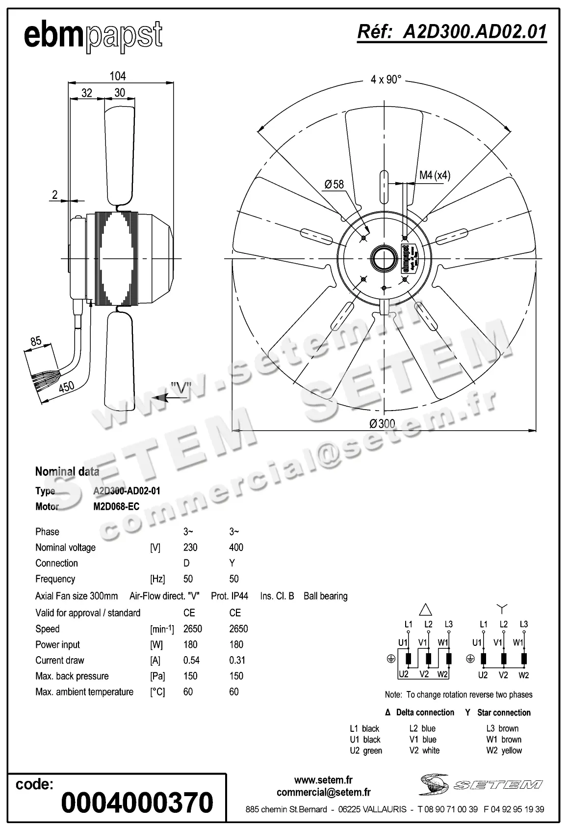 0004105079-MOTOHELICE EBMPAPST A2D300-AD02-01 3