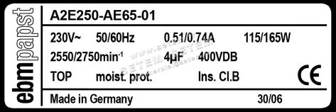 0004105081-MOTOHELICE EBMPAPST A2E250-AE65-01 4
