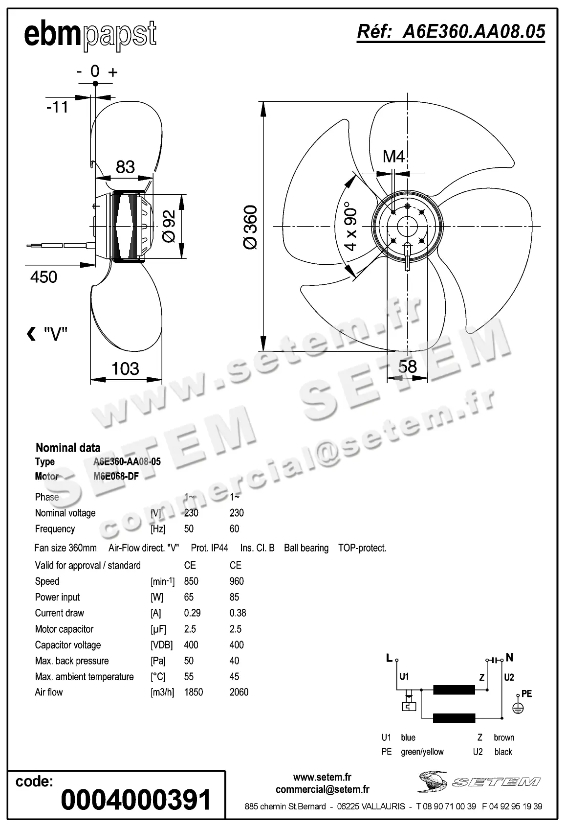 0004105089-MOTOHELICE EBMPAPST A6E360.AA08.05 2