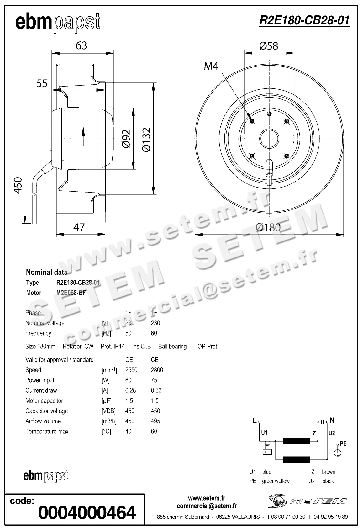0004105093-MOTOTURBINE EBMPAPST R2E180.CB28.01 2