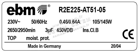 0004105098-MOTOTURBINE EBMPAPST R2E225-AT51-05 3