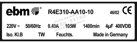 0004105106-MOTOTURBINE EBMPAPST R4E310-AA10-10 3