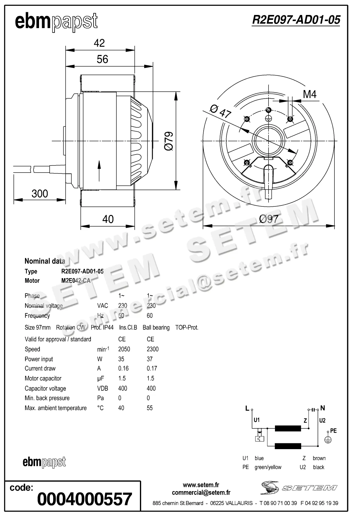 0004105109-MOTOTURBINE EBMPAPST R2E097-AD01-05 2