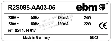 0004105110-MOTOTURBINE EBMPAPST R2S085.AA03.05 3