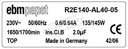 0004105114-MOTOTURBINE EBMPAPST R2E140-AL40-05 3