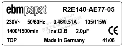 0004105115-MOTOTURBINE EBMPAPST R2E140.AE77.05 3