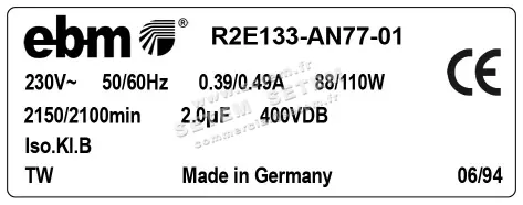 0004105121-MOTOTURBINE EBMPAPST R2E133.AN77.01 3