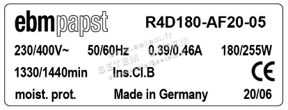 0004105123-MOTOTURBINE EBMPAPST R4D180-AF20-05 3