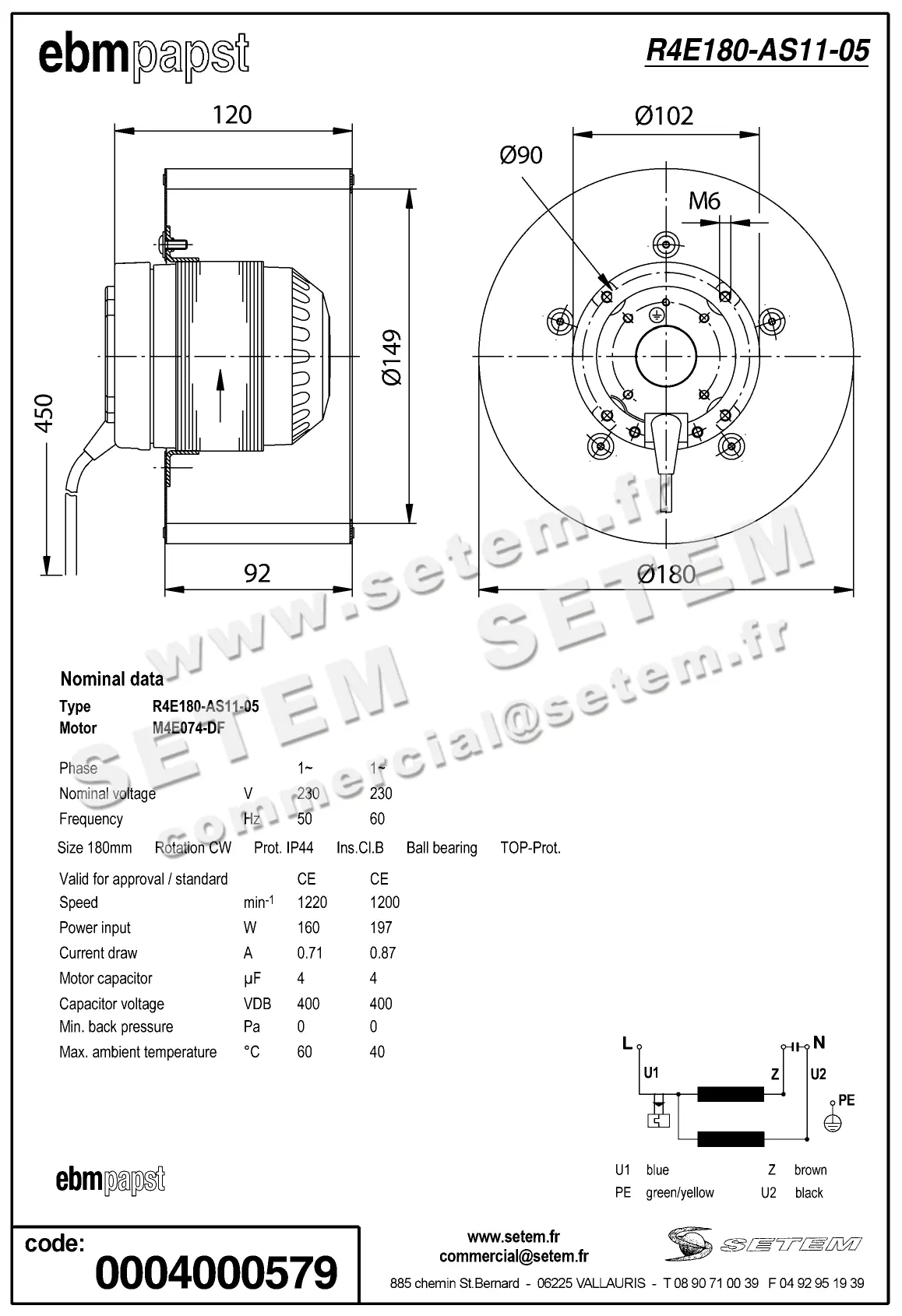 0004105124-MOTOTURBINE EBMPAPST R4E180.AS11.05 2