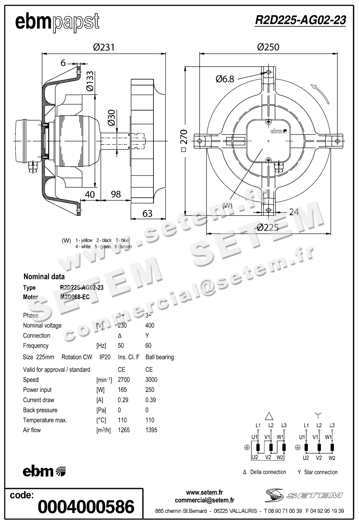 0004105125-MOTOTURBINE EBMPAPST R2D225.AG02.23 2