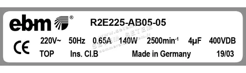 0004105129-MOTOTURBINE EBMPAPST R2E225.AB05.05 2