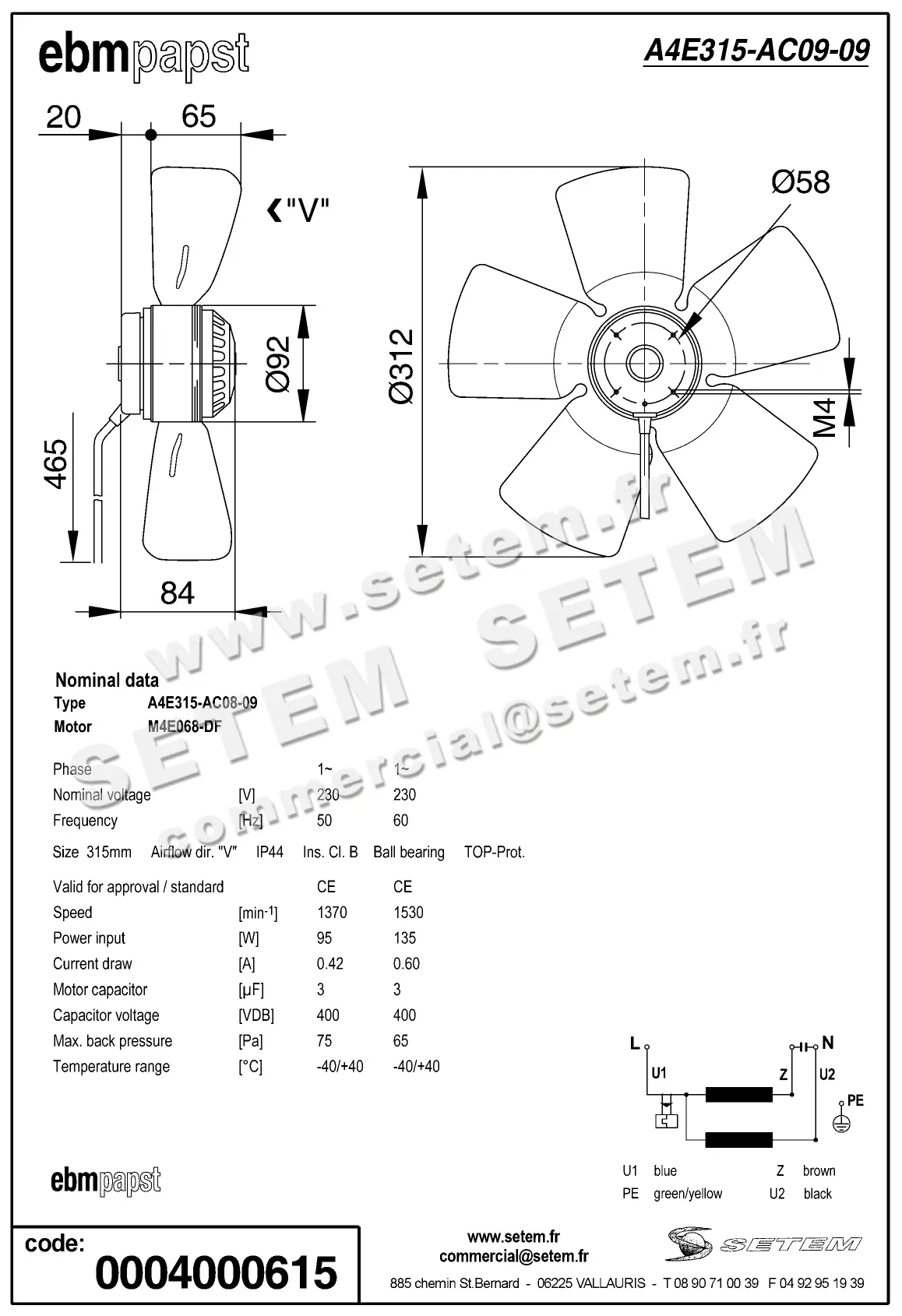 0004105138-MOTOHELICE EBMPAPST A4E315-AC08-09 2