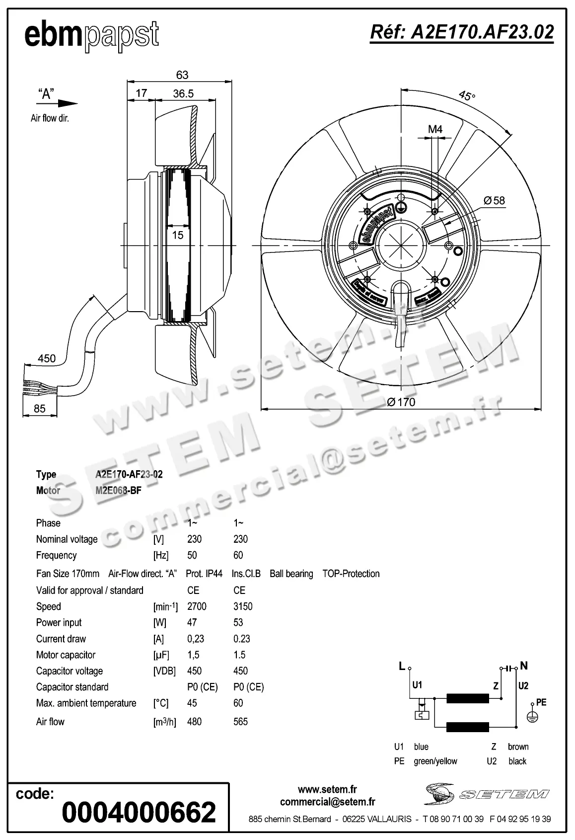 0004105154-MOTOHELICE EBMPAPST A2E170.AF23.02 2