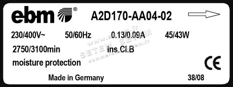 0004105155-MOTOHELICE EBMPAPST A2D170-AA04-02 3