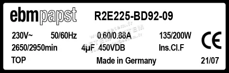 0004105158-MOTOTURBINE EBMPAPST R2E225-BD92-09 3