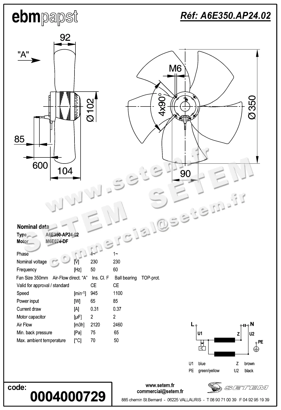 0004105163-MOTOHELICE EBMPAPST A6E350-AP24-02 2