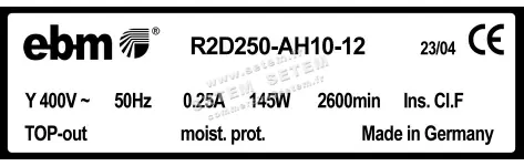0004105176-MOTOTURBINE EBMPAPST R2D250-AH10-12 2