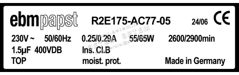 0004105186-MOTOTURBINE EBMPAPST R2E175-AC77-05 2