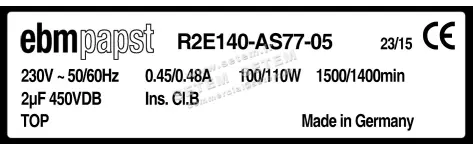 0004105189-MOTOTURBINE EBMPAPST R2E140.AS77.05 3