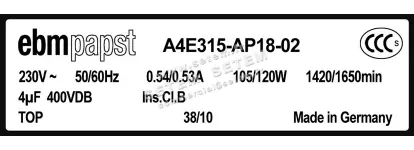 0004105200-MOTOHELICE EBMPAPST A4E315-AP18-02 3