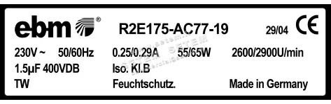 0004105201-MOTOTURBINE EBMPAPST R2E175-AC77-19 2