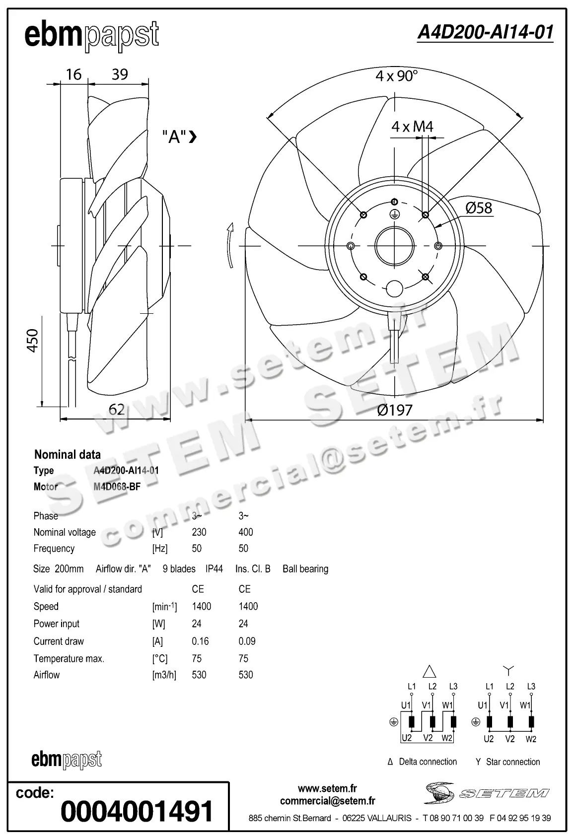 0004105217-MOTOHELICE EBMPAPST A4D200-AI14-01 2