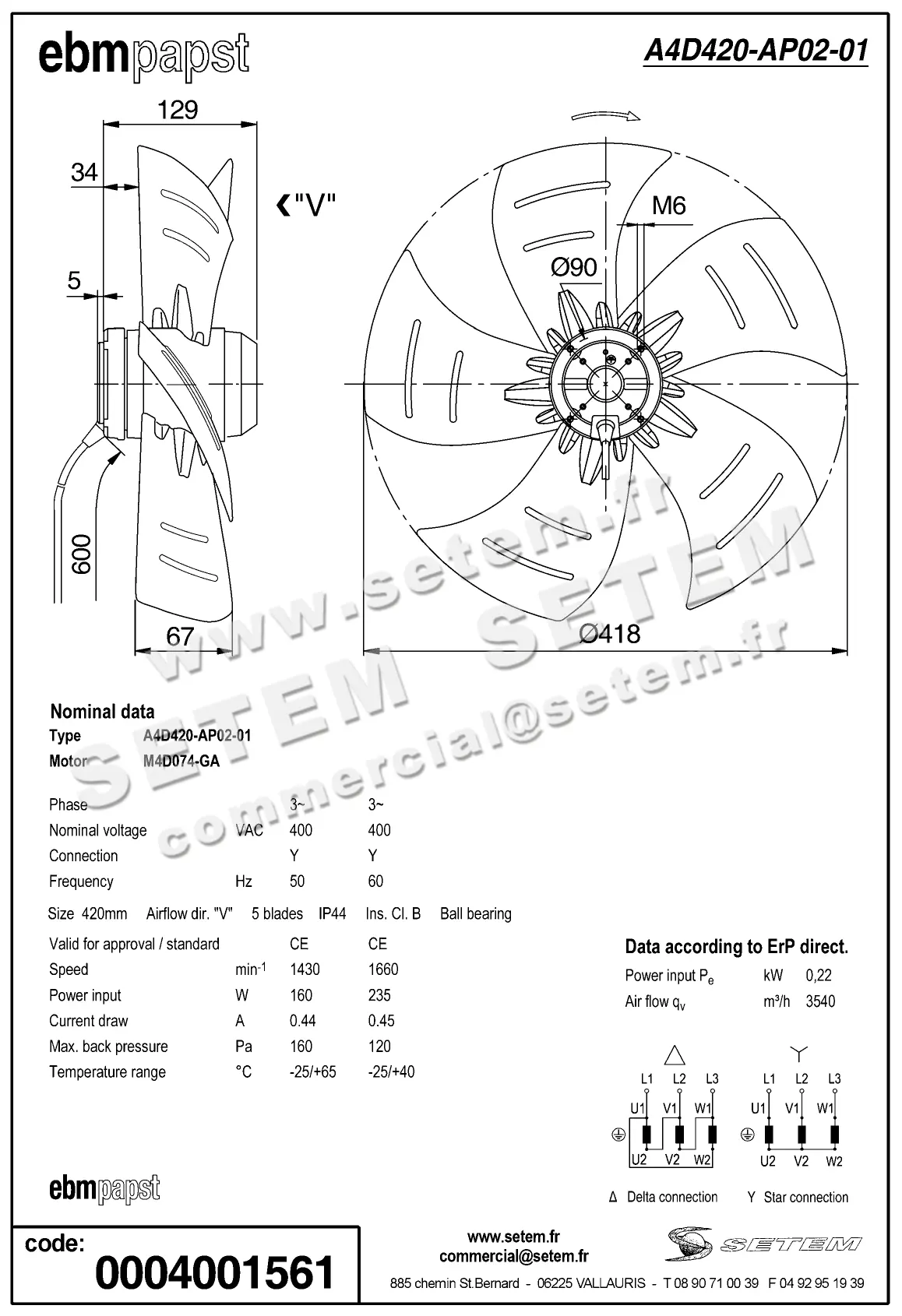 0004105221-MOTOHELICE EBMPAPST A4D420-AP02-01 2