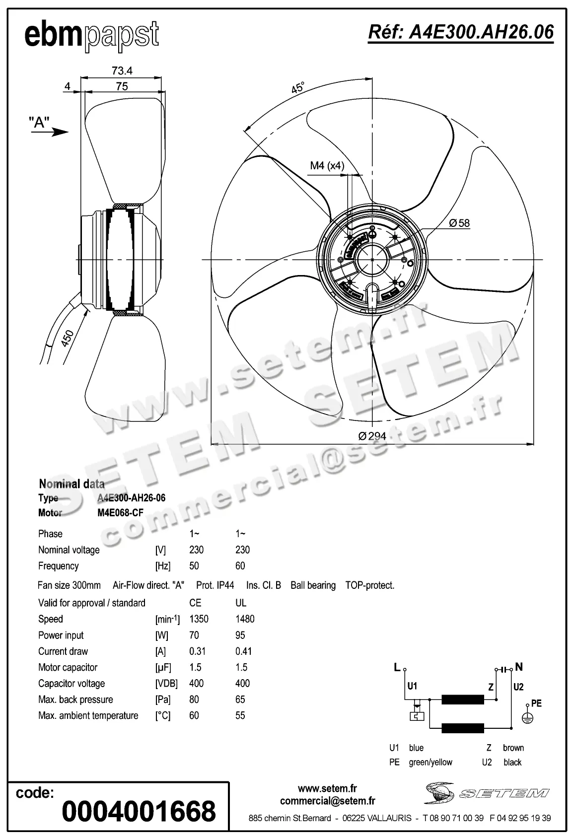 0004105227-MOTOHELICE EBMPAPST A4E300.AH26.06 2