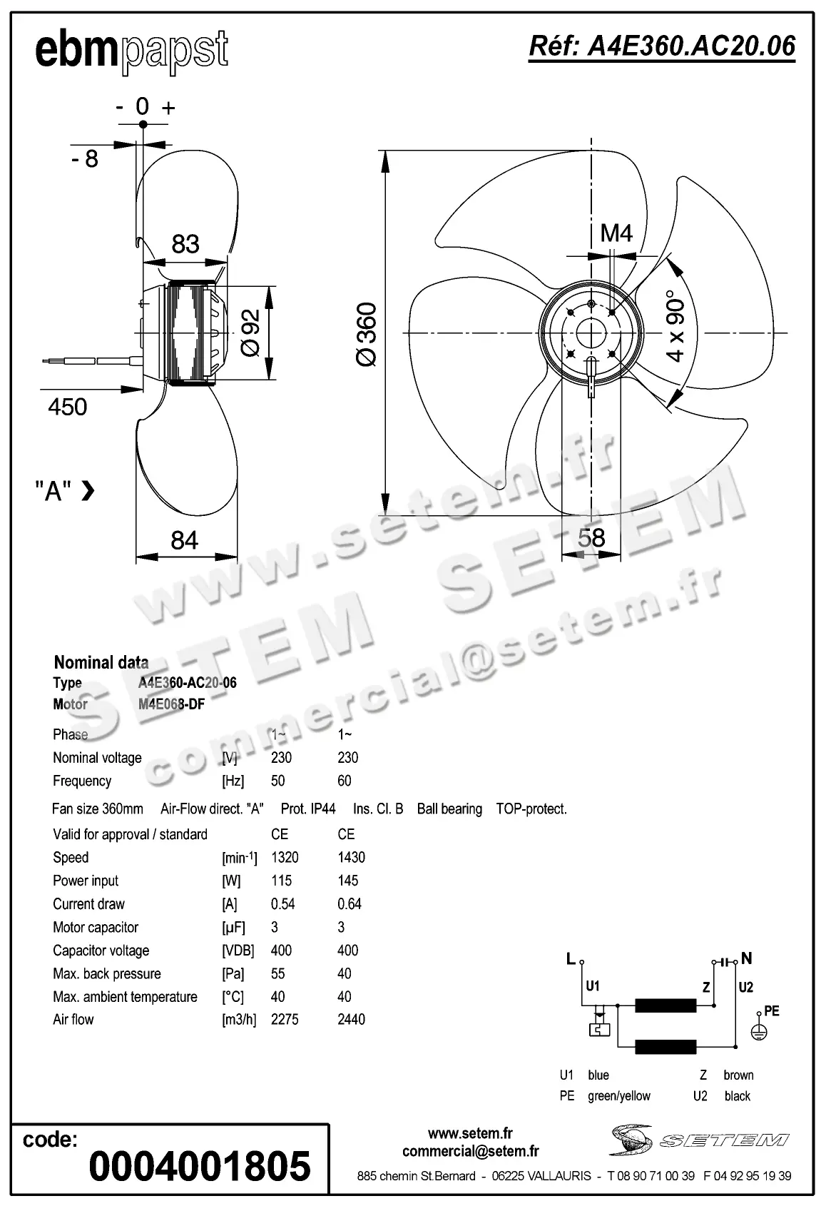 0004105239-MOTOHELICE EBMPAPST A4E360-AC20-06 2