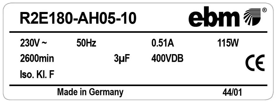 0004105292-MOTOTURBINE EBMPAPST R2E180-AH05-10 3