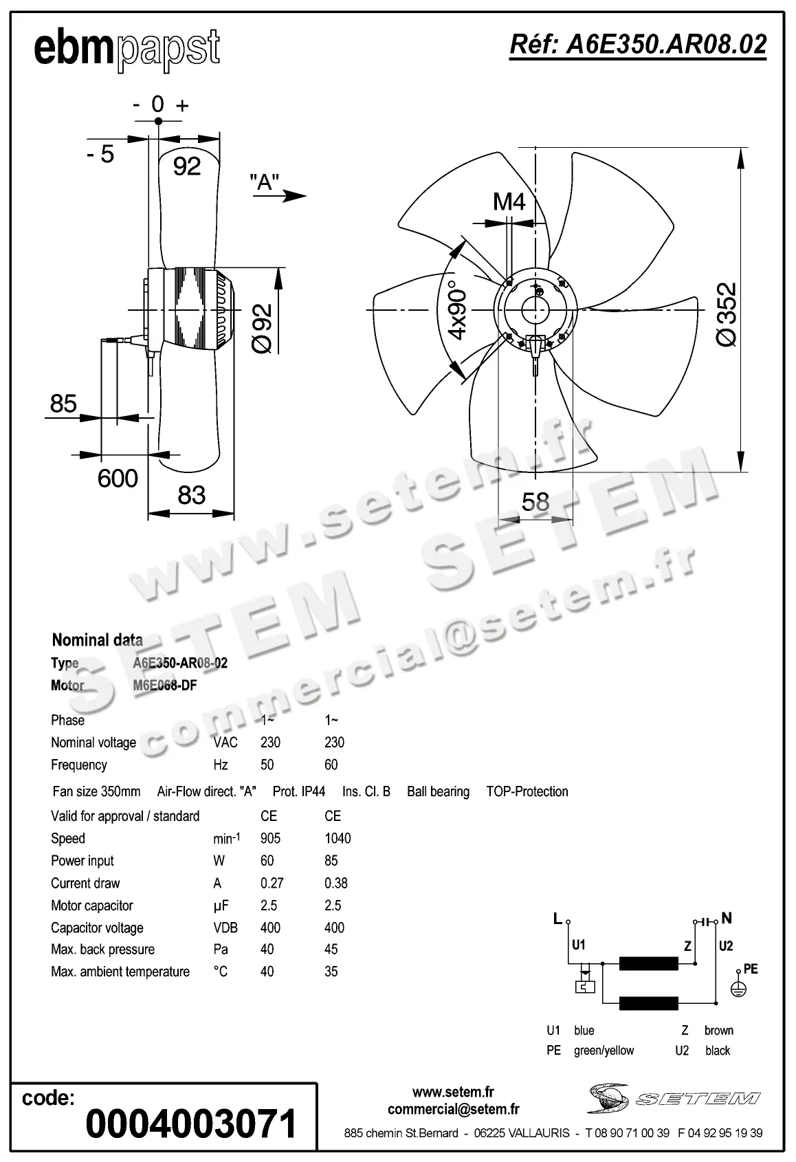 0004105299-MOTOHELICE EBMPAPST A6E350.AR08.02 2