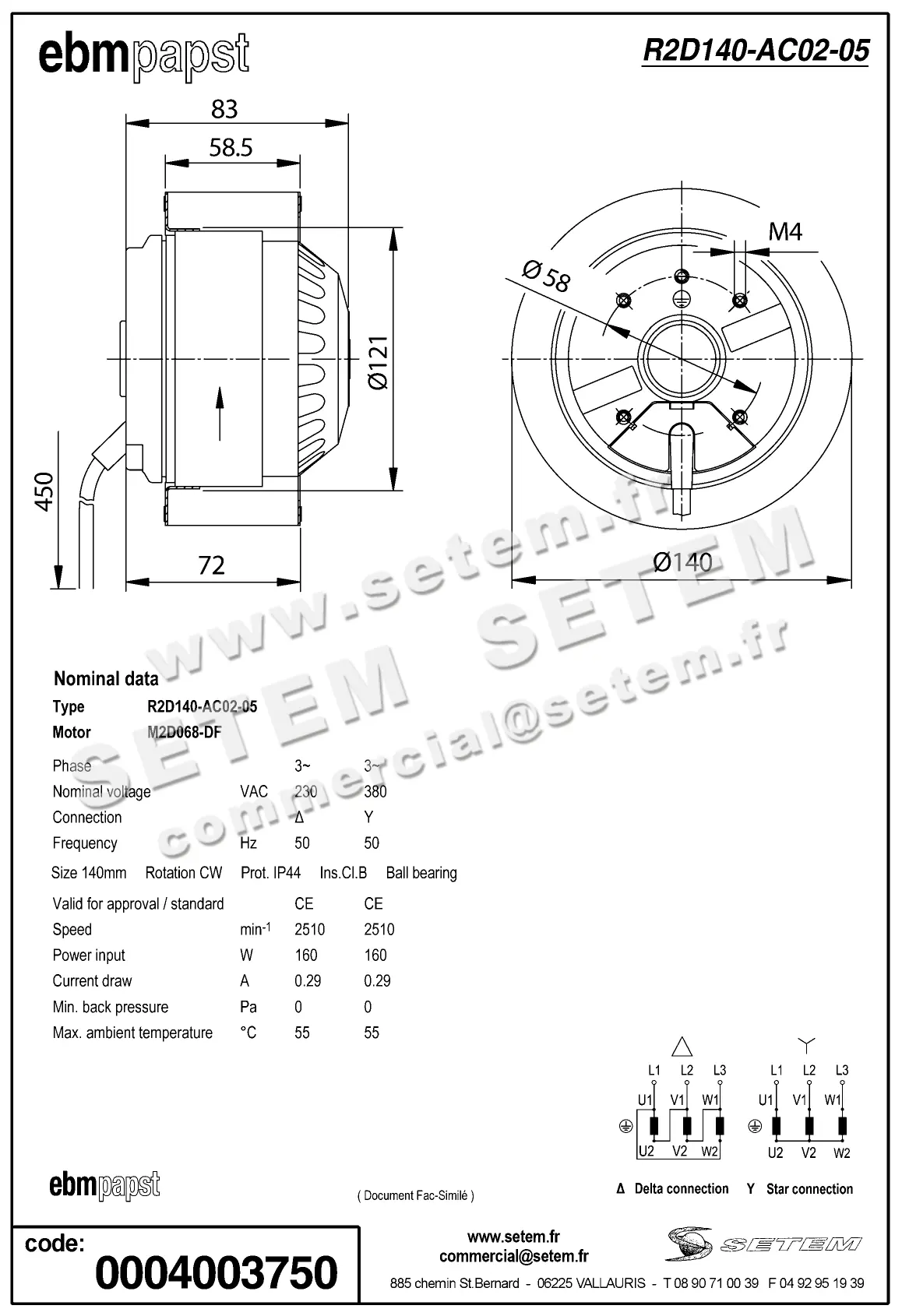 0004105332-MOTOTURBINE EBMPAPST R2D140.AC02.05 2