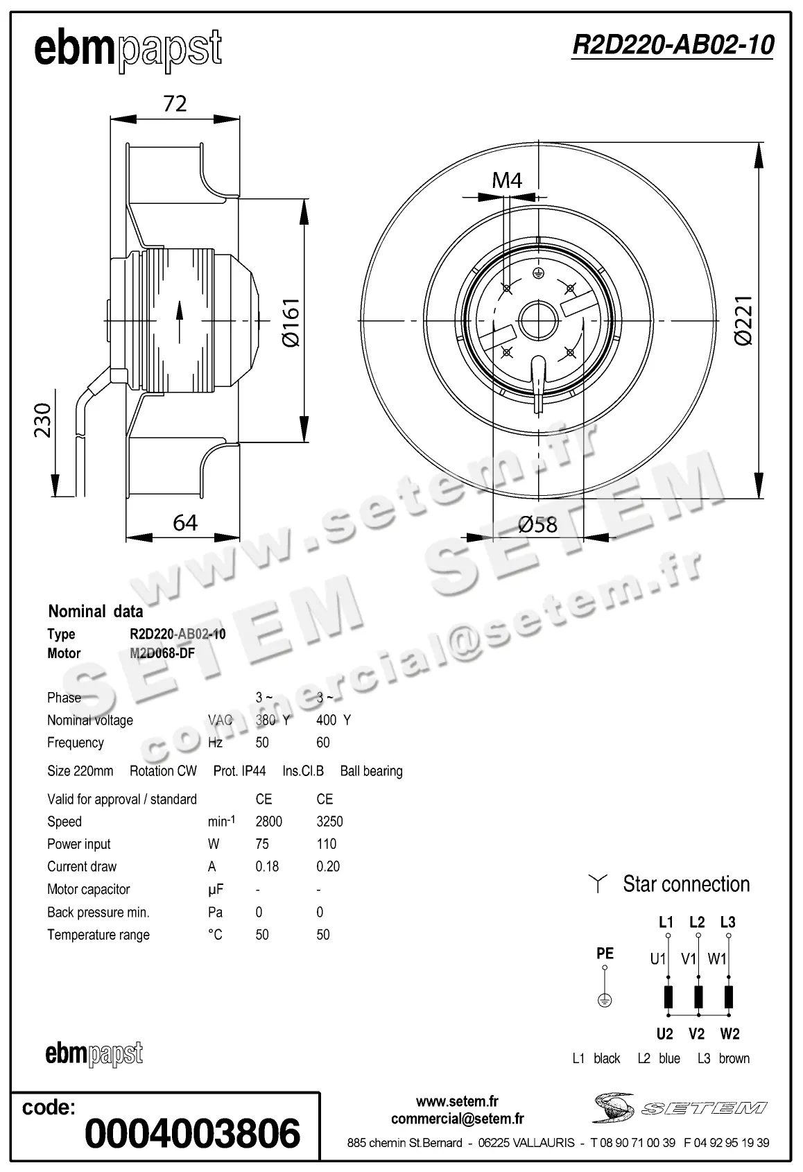 0004105339-MOTOTURBINE EBMPAPST R2D220-AB02-10 2