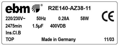 0004105349-MOTOTURBINE EBMPAPST R2E140.AZ38.11 2