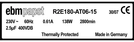 0004105358-MOTOTURBINE EBMPAPST R2E180.AT06.15 2