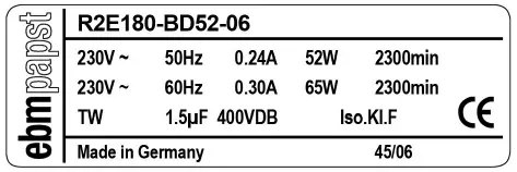 0004105359-MOTOTURBINE EBMPAPST R2E180-BD52-06 2