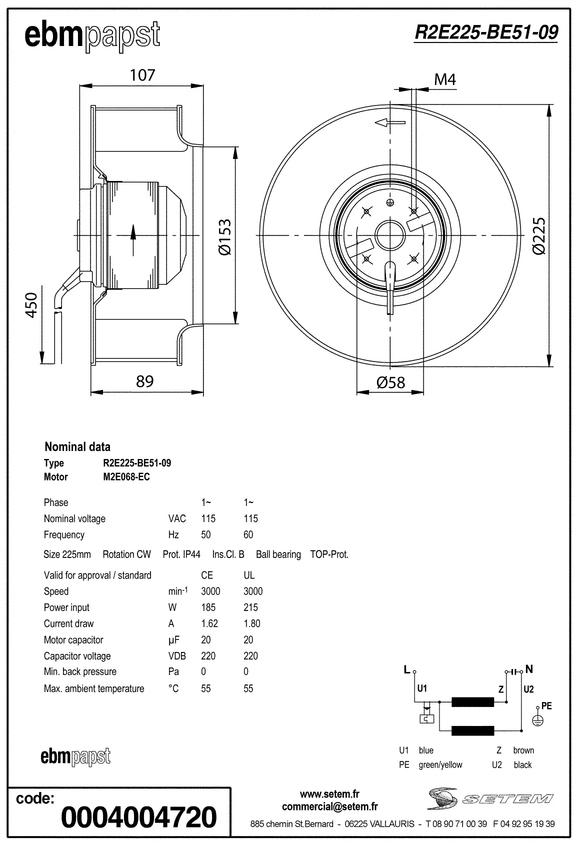 0004105374-VENTILATEUR EBMPAPST W4S250.DI02.06 2