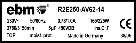0004105378-MOTOTURBINE EBMPAPST R2E250-AV62-14 2