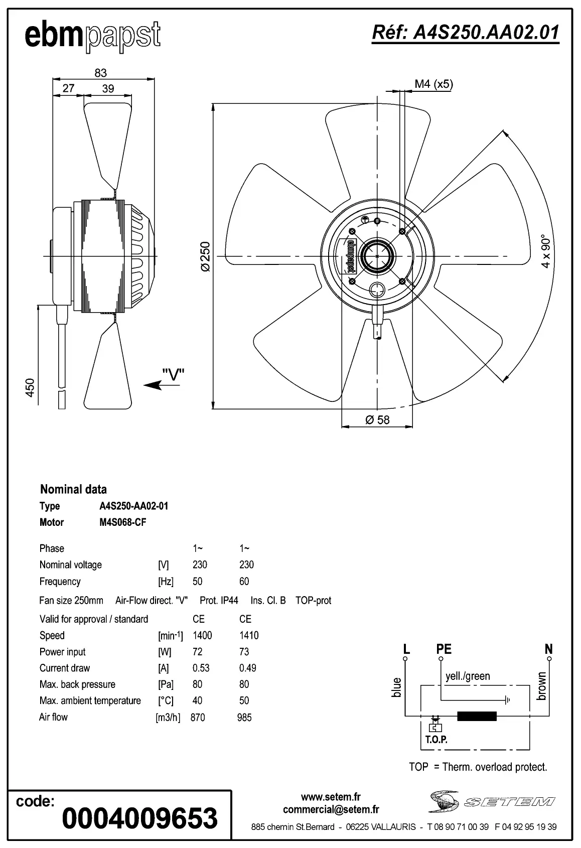 0004105413-MOTOHELICE EBMPAPST A4S250.AA02.01 2