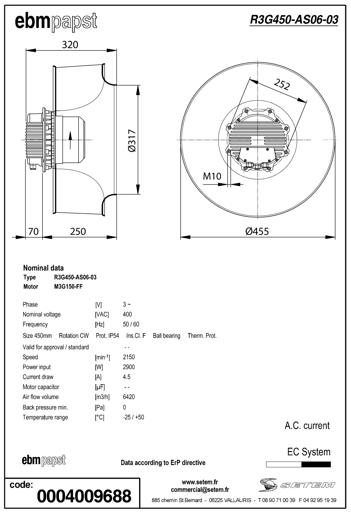 0004105417-MOTOTURBINE EBMPAPST R3G450.AS06.03 2