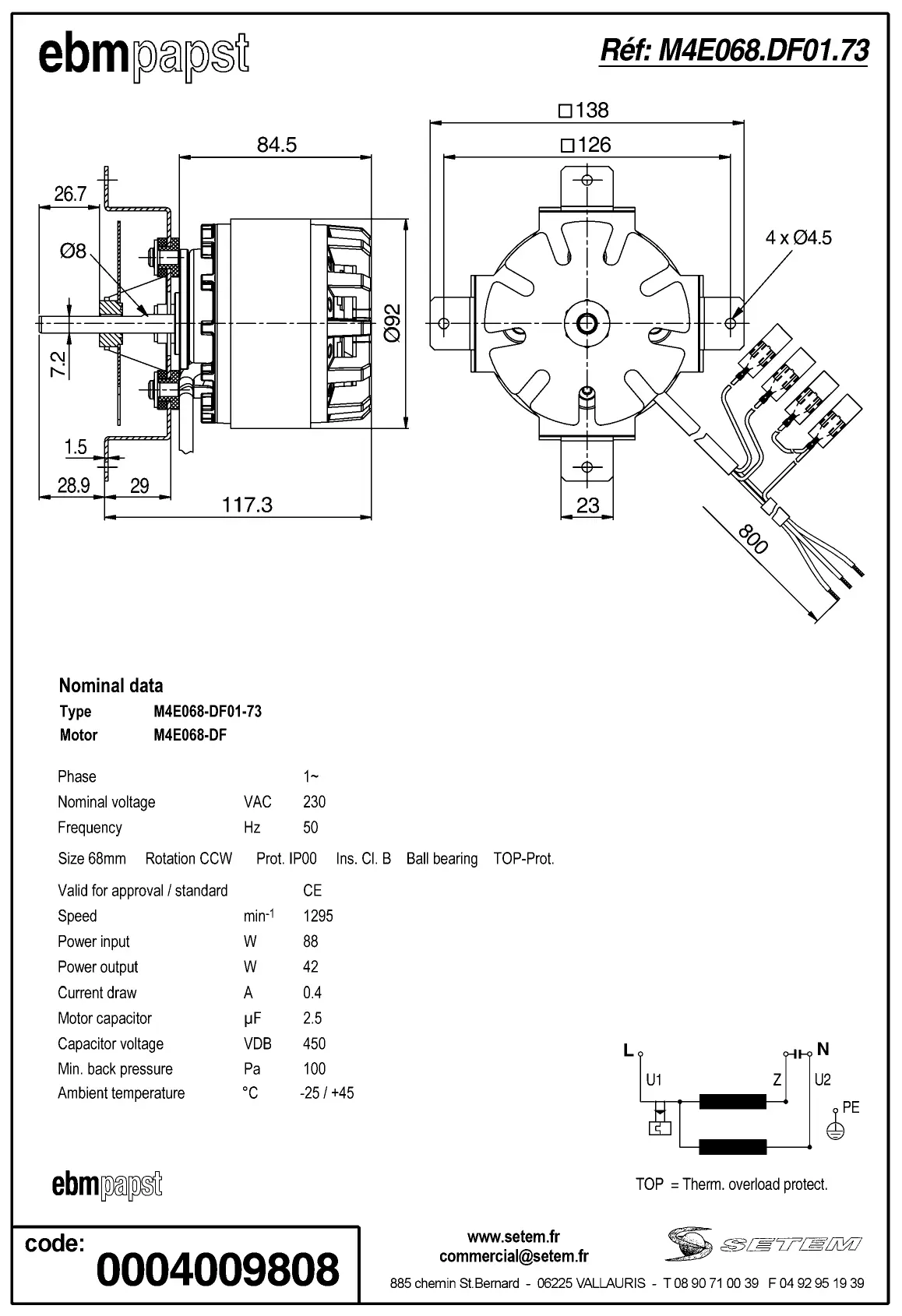 0004105427-MOTEUR EBMPAPST M4E068-DF01-73 2